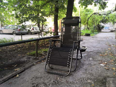 Sport-Turism-Odihna - Sezlong - Fotoliu "Negru" pliant, cu suport pentru cap