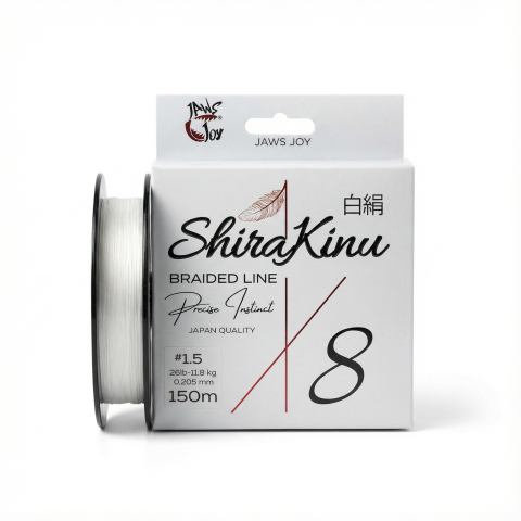 Лески, шнуры, поводки - Шнур JAWS JOY ShiraKinu Braided Line 8X #1.5, 0.205mm, 150m, 11.8kg