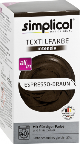 Краска для одежды - SIMPLICOL Intensiv - Espresso-Braun - Краска для окрашивания одежды в стиральной машине, коричневый эспрессо