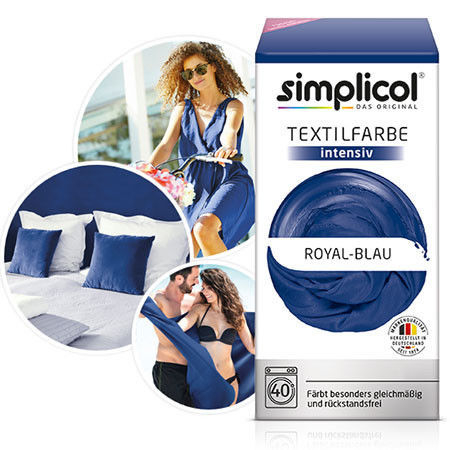 Краска для одежды - SIMPLICOL Intensiv - Royal-Blau, Краска для окрашивания одежды в стиральной машине, Royal-Blau