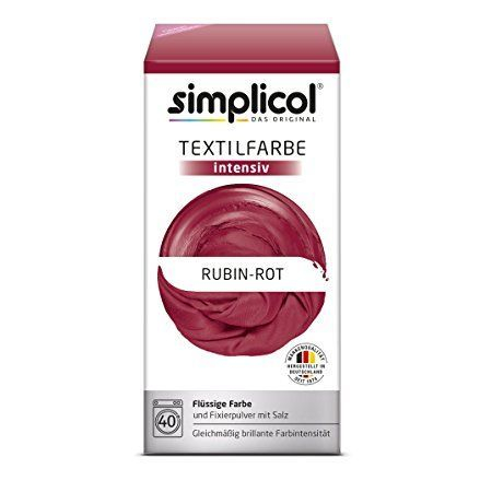 Краска для одежды - SIMPLICOL Intensiv - Rubin-Rot, Краска для окрашивания одежды в стиральной машине, Rubin-Rot