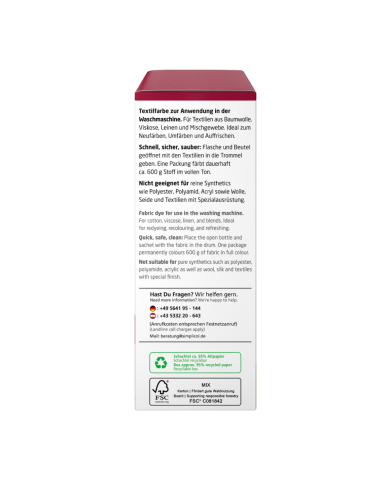 SIMPLICOL Intensiv - Rubin-Rot, Краска для окрашивания одежды в стиральной машине, Rubin-Rot [6]