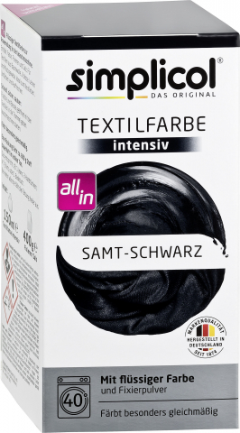 Краска для одежды - SIMPLICOL Intensiv - Samt-Schwarz - Краска для окрашивания одежды в стиральной машине, бархатный черный