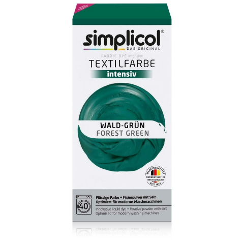Краска для одежды - SIMPLICOL Intensiv - Wald-Grun, Краска для окрашивания одежды в стиральной машине, зеленый лес