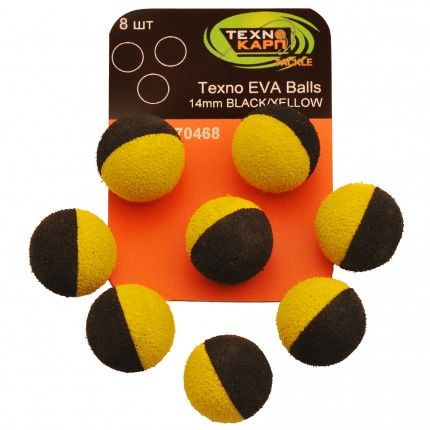 Momeala artificiala - Texno EVA Balls 14mm black/yellow cutie/8buc
