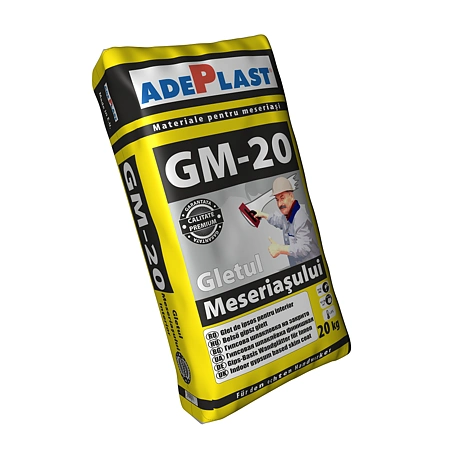 Materiale prăfoase - Glet Adeplast Gletul Meseriasului GM-20, pe baza de ipsos, pentru interior, 20 kg