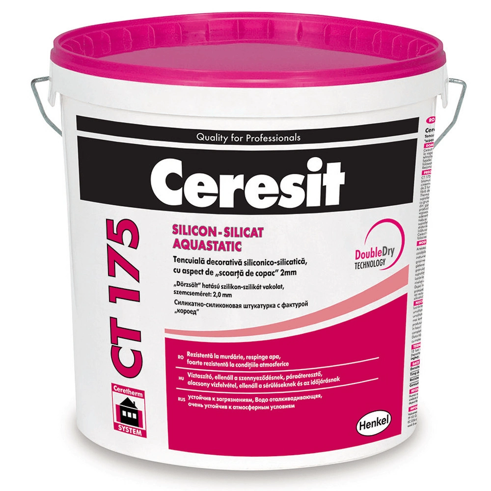 Finisaje și amenajări interioare - Tencuiala decorativa siliconica-silicatica Ceresit CT 175, aspect zgariat, granulatie 2mm, 25 kg