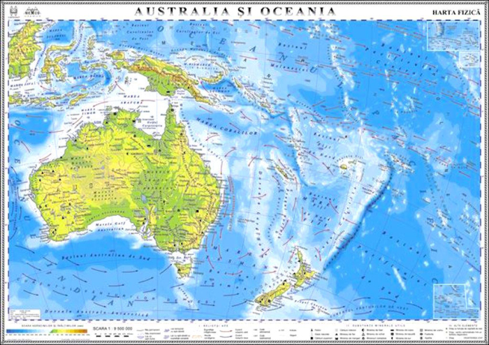 Australia si Oceania. Harta fizica [1]