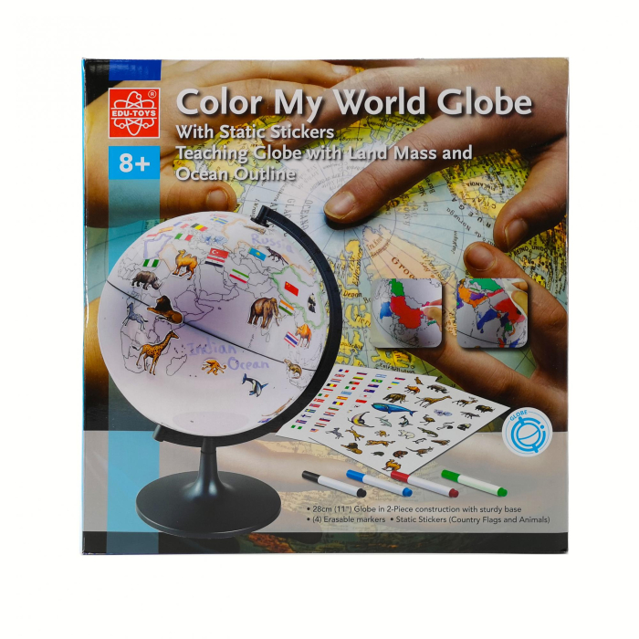 Set Glob cu harta in contur, cu 6 markere lavabile [10]