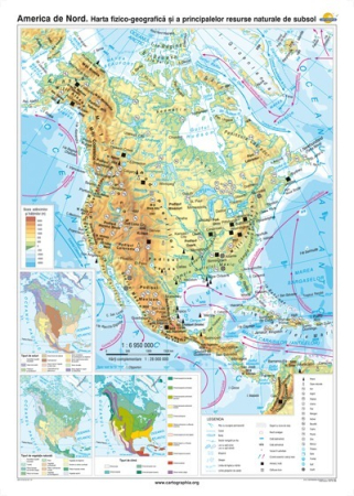 America de Nord. Harta fizico-geografica si a principalelor resurse naturale de subsol [0]