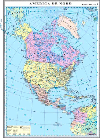Harti geografice - America de Nord. Harta politica