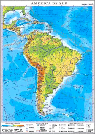 Harti geografice - America de Sud. Harta fizica