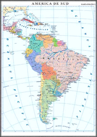 Harti geografice - America de Sud. Harta politica