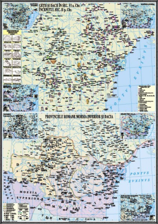 Harti istorice - Civilizatia geto-dacilor. Provinciile Romane Moesia Inferior si Dacia