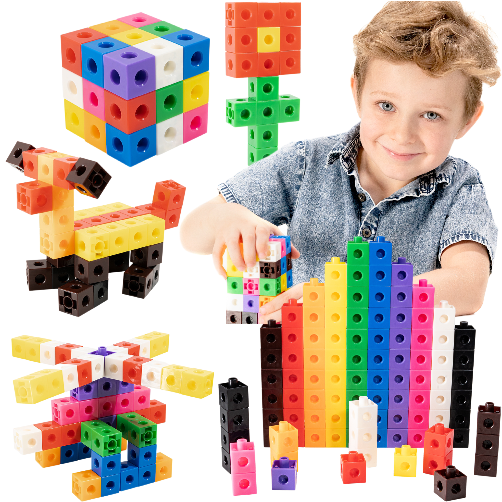 Jocuri instructiv educative - Cuburi Unifix ,Betzold, 100 Piese,Multicolor