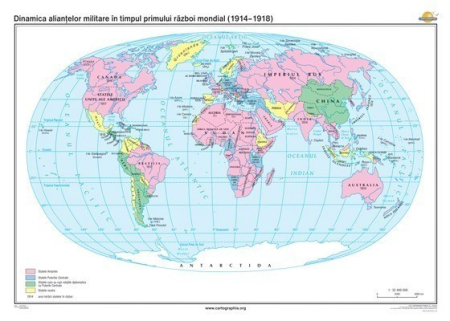 Harti istorice - Dinamica aliantelor militare in timpul primului razboi mondial (1914-918)