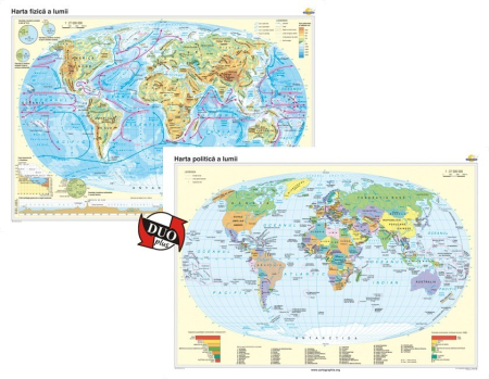 Harti geografice - Harta fizica a Iumii si Harta politica a lumii
