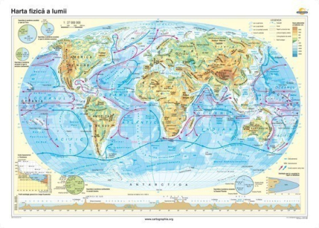 Harti geografice - Harta fizica a lumii
