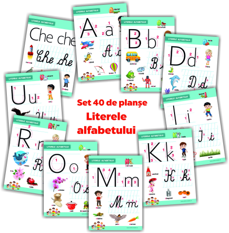 Clasele primare - Literele alfabetului – set 40 de planse