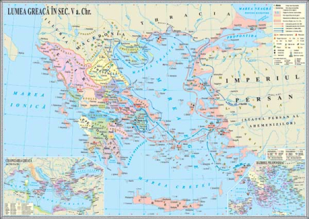 Harti istorice - Lumea greaca in antichitate in sec. V a. Chr.