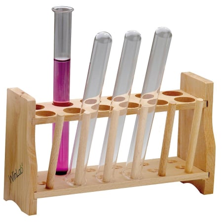 Ustensile laborator chimie - Stativ din lemn pentru 12 eprubete
