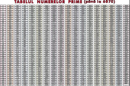 Planse nivel liceu - Tabelul numerelor prime (pana la 6070) (duo)