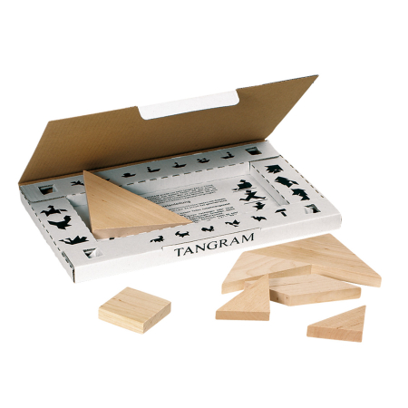 Jucarii indemanare - Tangram din lemn, 7 piese natur