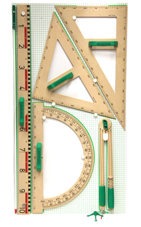 Instrumente pentru tabla - Trusa de instrumente geometrice Magnetice pentru tabla din lemn reciclat