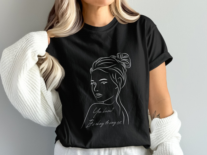 Tricou  Black Line Art Girl [1]