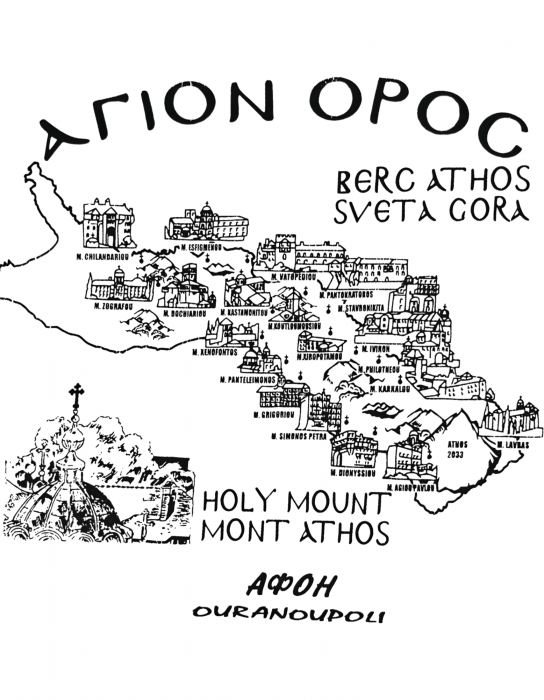 Tricou bumbac organic Athos - Harta manastirilor [2]