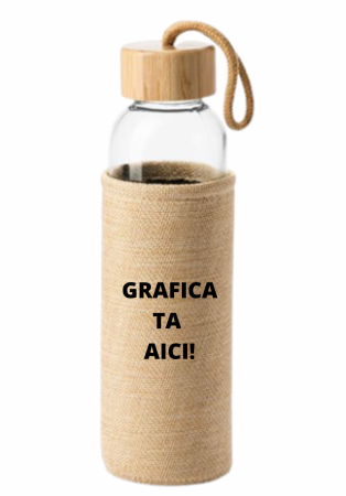 Sticlă cu capac de lemn + husa iuta [1]