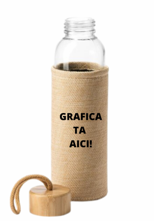 Sticlă cu capac de lemn + husa iuta [2]