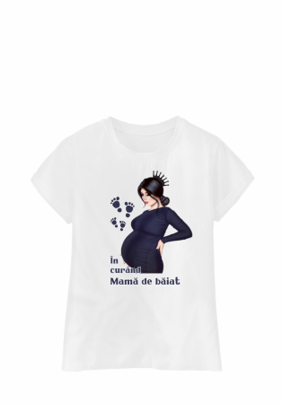 Cuplu - Tricou „În curând mamă de băiat”