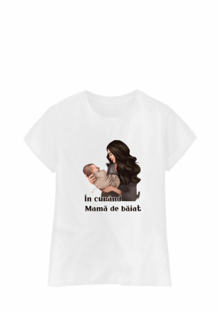 Cuplu - Tricou „În curând mamă de băiat”