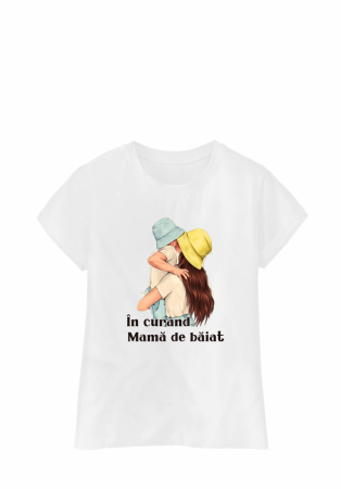 Cuplu - Tricou „În curând mamă de băiat”