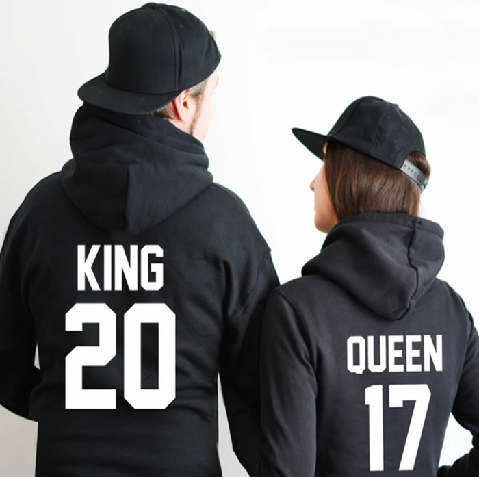 Hanorace cuplu King and Queen pe spate + cifră [1]