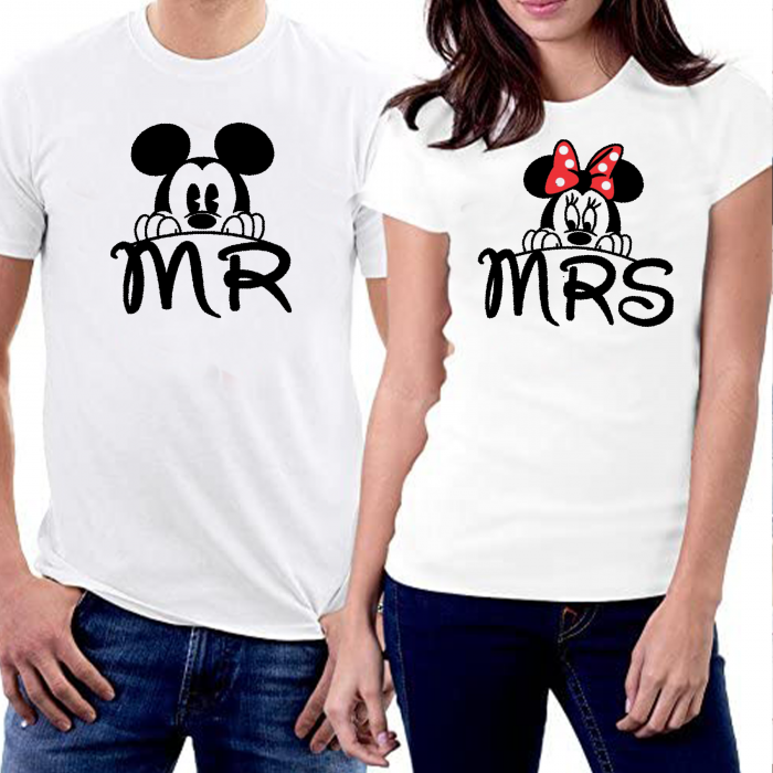Tricouri personalizate pentru cupluri - Ms & Mrs Mickey și Mini Mouse [1]