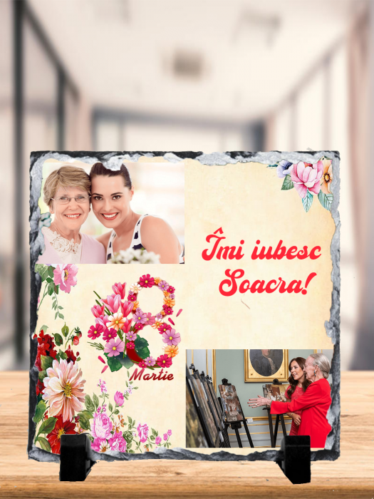 Placa ardezie personalizată in tematica 8 martie cu 2 imaginii si text [1]