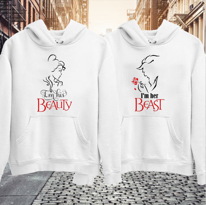 Set hanorace personalizate cuplu - Beuty and Beast [2]