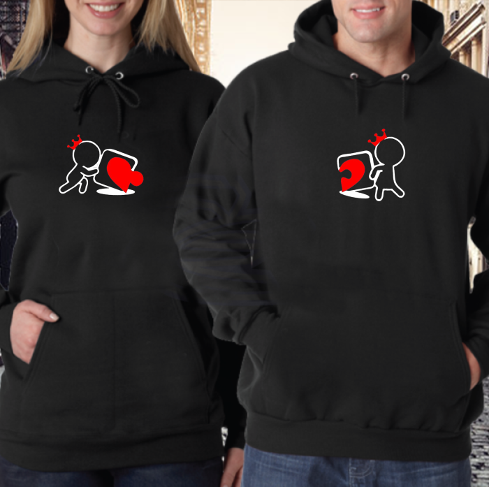 Hanorace Cuplu Minimaliste – „Puzzle Heart Love” [2]