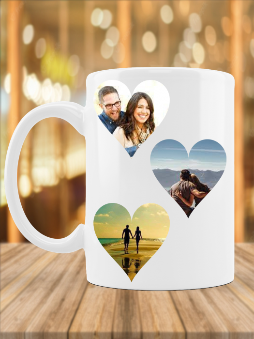 Cană personalizată cu 3 poze -Heppy Valentine's Day [1]