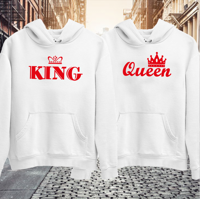 Hanorace personalizate cuplu King and Queen rosu [2]