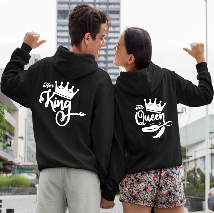 Set hanorace cuplu personalizate King & Queen pe spate [1]