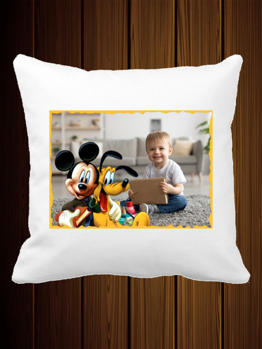 Pernă personalizată copii cu Mickey & Goofy + Poza ta [1]