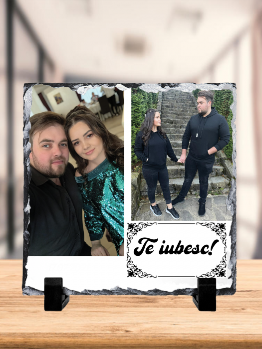 Placă ardezie personalizată cu două poze & text [1]