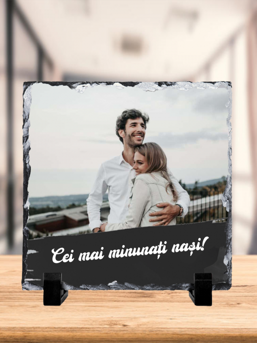 Placă ardezie personalizată poză & text [1]