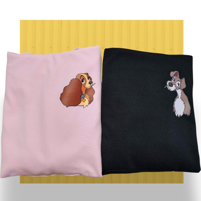 Set hanorace personalizate pentru cupluri - Doamna si Vagabondul pe piept [4]