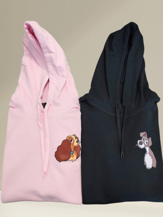 Set hanorace personalizate pentru cupluri - Doamna si Vagabondul pe piept [3]