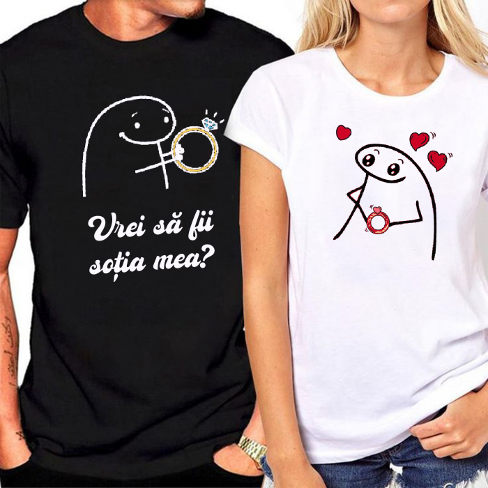 Set tricouri personalizate cuplu - Vrei să fii soția mea ? [1]