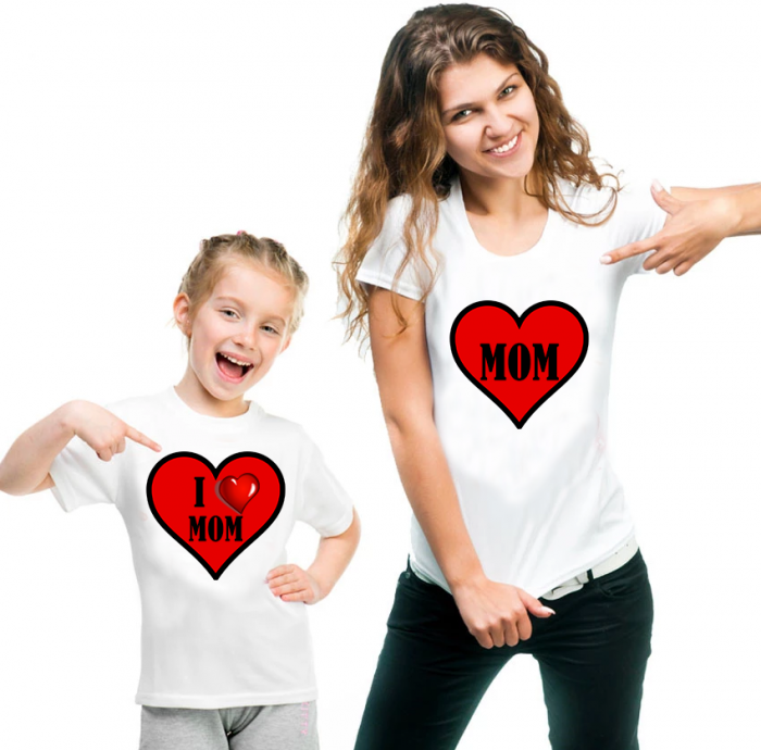 Tricouri personalizate mamă și fiică - I love Mom [1]